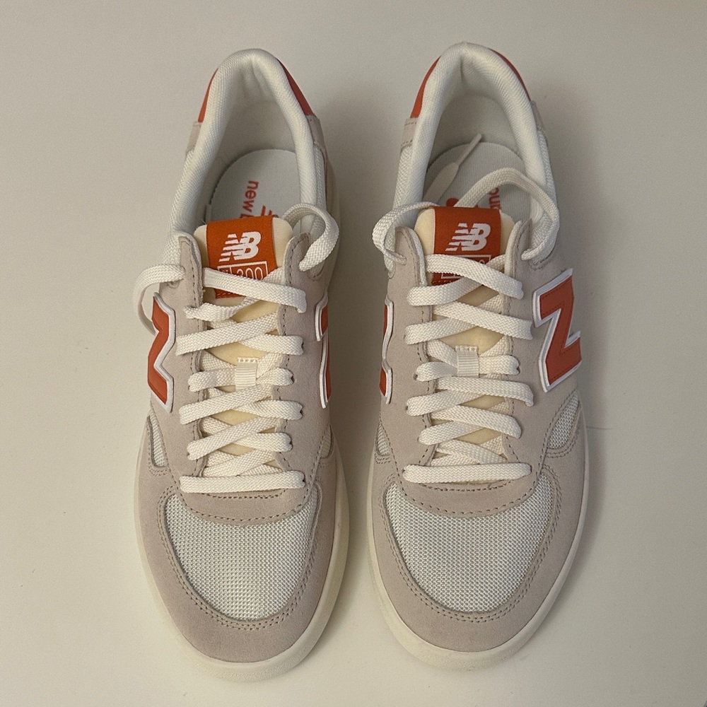 New Balance Cream and Red Sneakers